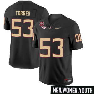 Brandon Torres No 53 Men’s Black Florida State Seminoles Game Throwback Football Jersey- Replica